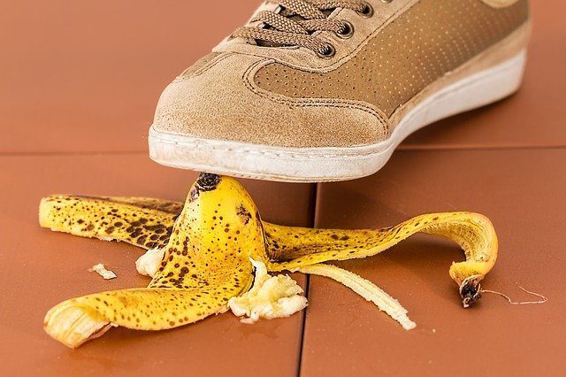 stepping on banana peel