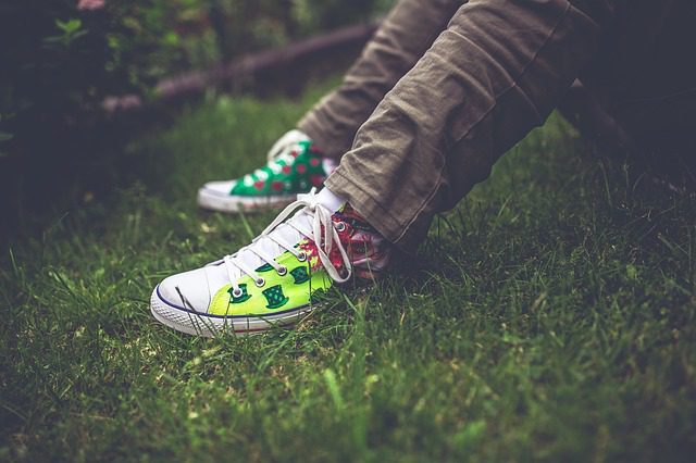 teenager with cool sneakers